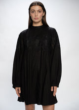 Cotton & Lace Mock-Neck Dress