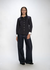 Contrast Detailed Stripe Shirt