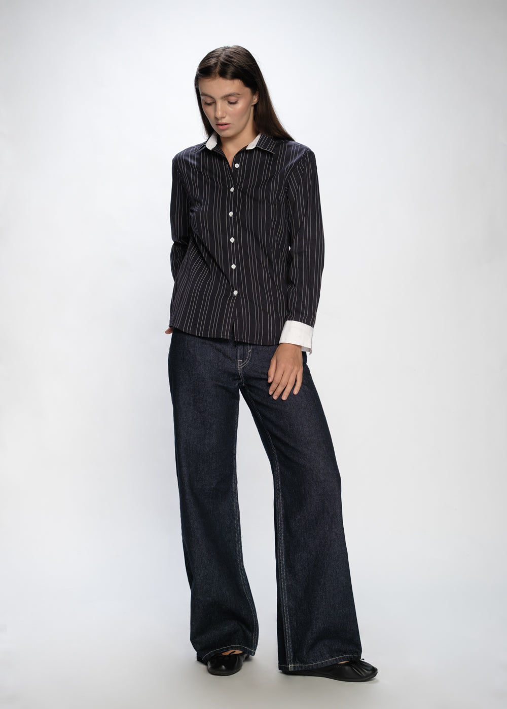 Contrast Detailed Stripe Shirt