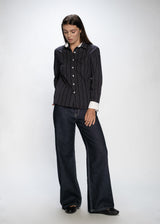 Contrast Detailed Stripe Shirt