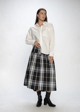 Black Plaid Midi Skirt