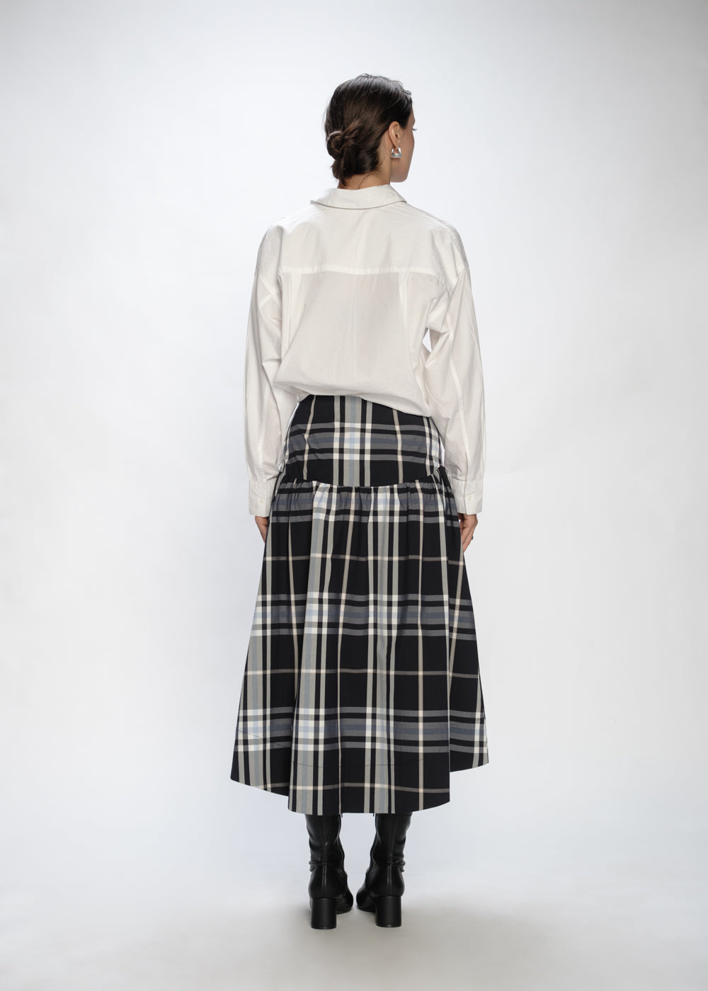 Black Plaid Midi Skirt