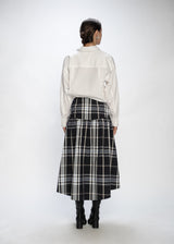 Black Plaid Midi Skirt
