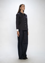 Contrast Detailed Stripe Shirt