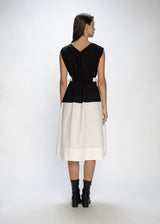 Color-Blocked Sleeveless Midi Dress