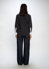 Contrast Detailed Stripe Shirt