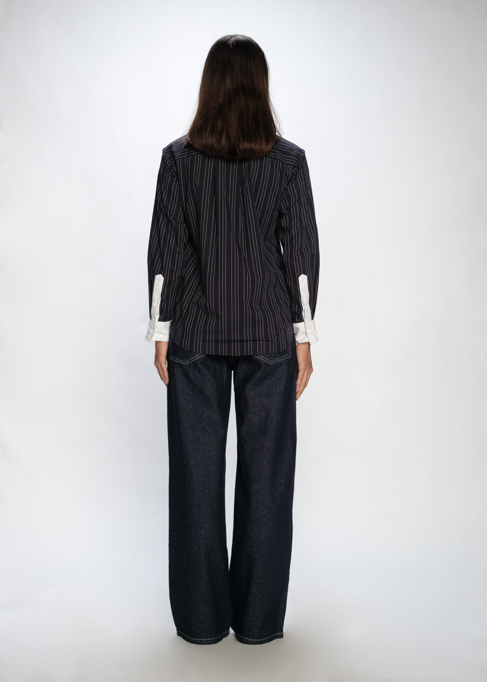 Contrast Detailed Stripe Shirt