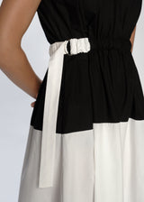 Color-Blocked Sleeveless Midi Dress