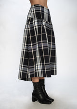 Black Plaid Midi Skirt
