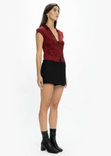 Short-Sleeve Zip Blouse