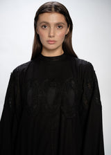 Cotton & Lace Mock-Neck Dress
